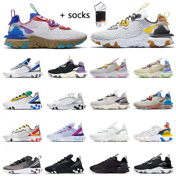 

2021 fashion epic react vision react element 55 pn dust 87 running shoes for men womens triple black white outdoor trainers sneakers, White;red