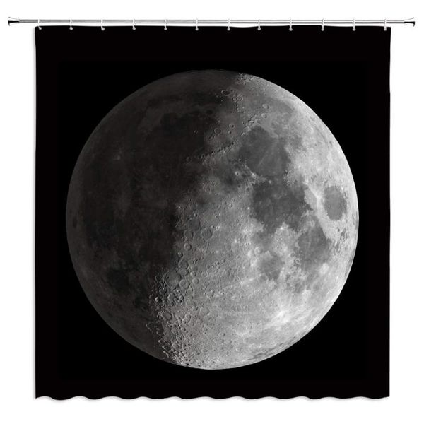 

shower curtains moon surface curtain distant planet system blue earth view astronomy men kids boys bathroom home decorative quick drying