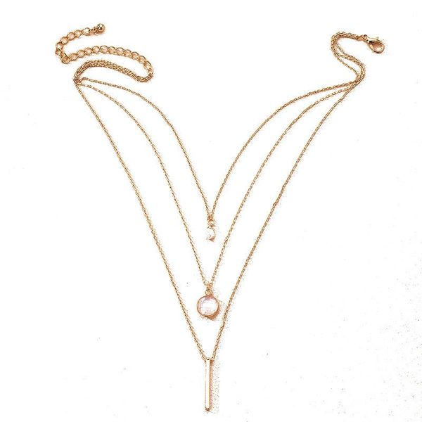

chains wholesale trendy style gold color different alloy multilayer chain pendant necklace for women bar party, Silver