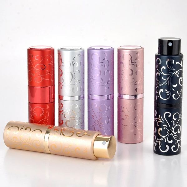 

storage bottles & jars 15ml aluminium perfume atomizers test vial relief flower rotatable bottle sample cosmetic packaging empty containers