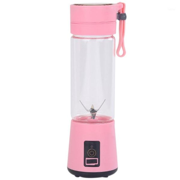 

juicers 420ml portable juicer glass bottle usb rechargeable 6 blades smoothie blender machine mixer mini juice cup pink1