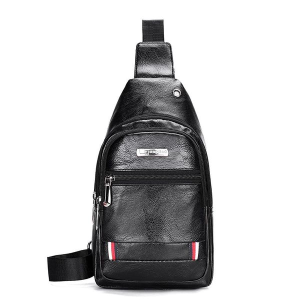 

men's chest bag shoulder leather sling bag crossbody for travel hiking cycling