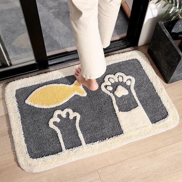 

honlaker microfiber cartoon absorbent bath mat flocking pattern decoration bathroom rug entrance door anti-slip door mat1