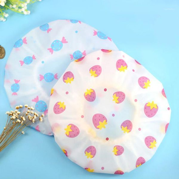 

waterproof 1pcs bathroom accessories resuable elastic shower hat bath cap thicken1
