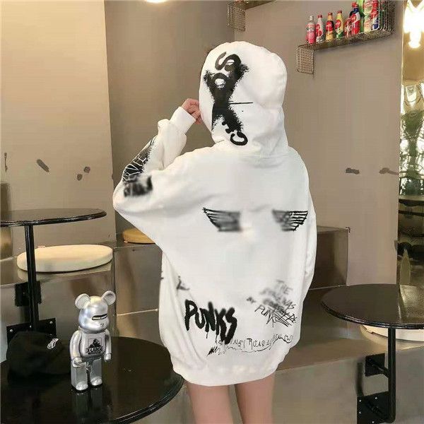 

in autumn/winter 2020, south korean women's wear ~b's baby hawk hoodie with embroidered print and long sleeve blouse women's, Black