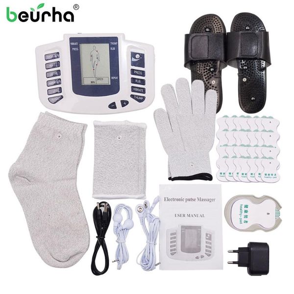 

kit full body tens acupuncture electric therapy massage meridian physiotherapy massager slipper gloves sock knee wrist