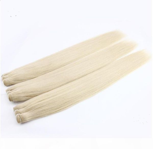 

#60 platinum blonde color straight hair weaving 100% human hair weave bundles 10-30 inhcs brazilian hair weave bundles, Black