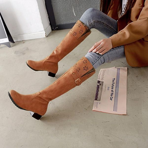 

women's boots winter 2021 simple fashion sculpted knee boots pu middle tube women's flat heel1, Black