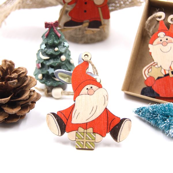 

multi styles santa claus wooden pendants printed 3pcs wood craft hanging ornaments christmas gifts kids toys