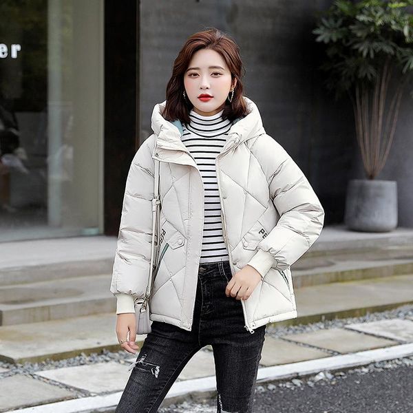

women's down & parkas ladies letter print short hooded parka fashion winter jacket women solid casual warm coat female, Black