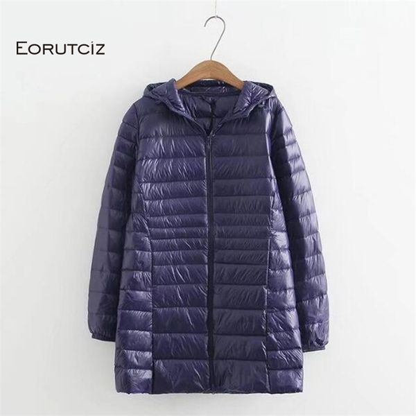 

eorutciz winter long down coat women plus size ultra light hoodie jacket vintage warm black autumn duck down coat lj201127