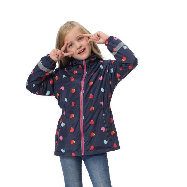 

waterproof fashion hooded print fleece child coat baby girls jackets children outerwear kids outfits for height of 98-152cm lj200813, Blue;gray