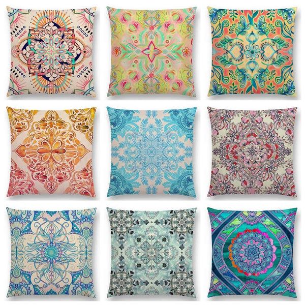 

cushion/decorative pillow boho art flower gorgeous floral diamond doodle botanical nature moroccan pattern retro cushion decor sofa throw