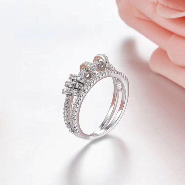 

cluster rings sljely fashion real 925 sterling silver black rose gold colors double circles ring with sliding zirconia women fine jewelry, Golden;silver