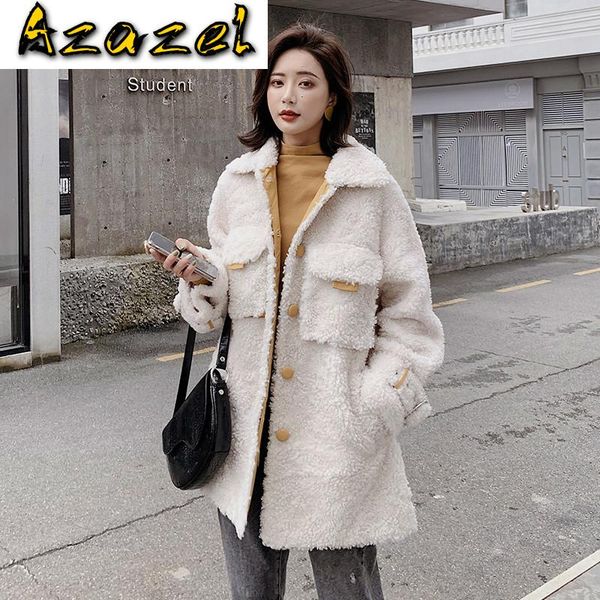 

real fur 100% wool jacket korean sheep shearling autumn winter coat clothes 2021 women abrigo mujer b19f36063, Black