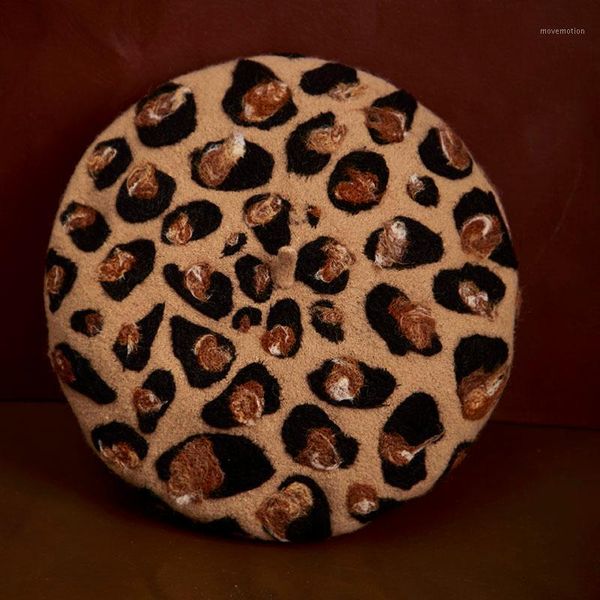 

checking carpet leopard painter lady go out shopping street snap beret in the fall and winter of cap1, Blue;gray