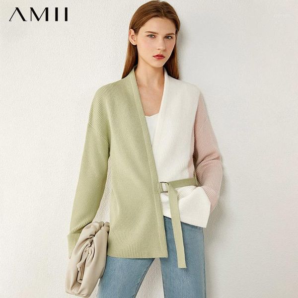

amii minimalism autumn winter cardigans for women 2020 causal spliced women's jacket female cardigan 120409451, White
