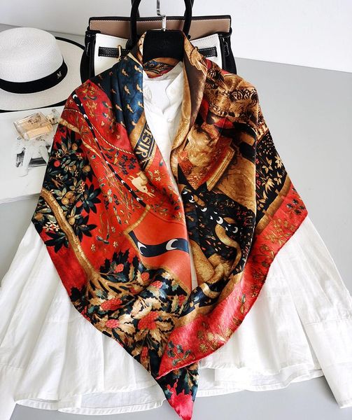 

scarves women's 100% pure silk 12mm satin printed big square scarf wrap kerchief 108cm 42.5" wd014, Blue;gray