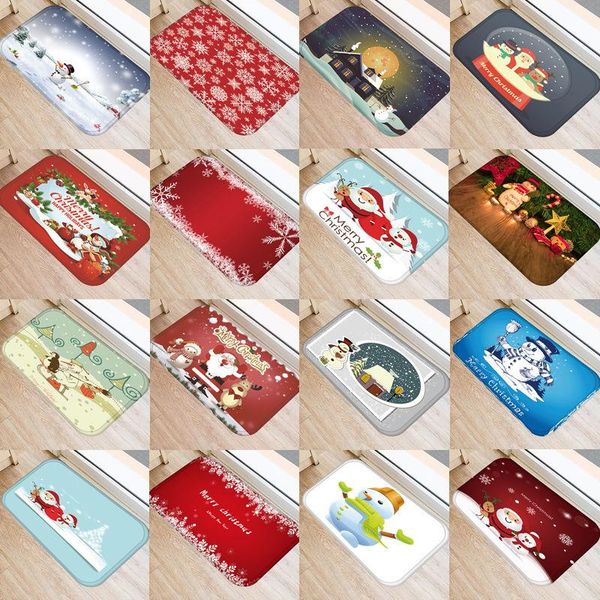 

christmas snowman doormat entrance door printed home decor coral fleece rug living room bath non-anti-slip mats carpet 48236