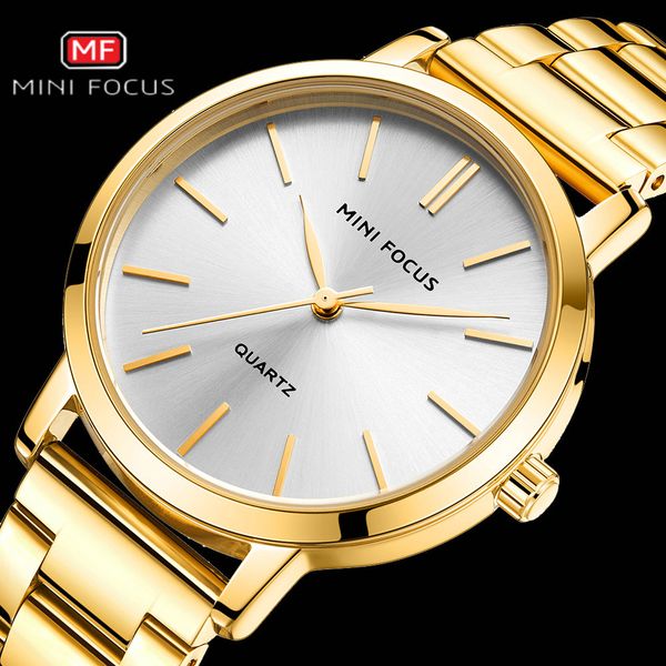 

minifocus luxury womens watches japan import quartz movement gold watch bracelet waterproof simple couple clock, Slivery;brown