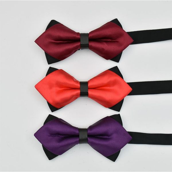 

bow ties men's solid pointed for wedding party prom male shirt dress suits pre-tied bowties, Black;gray