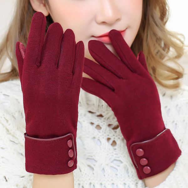 

screen touch winter warm ladies full finger gloves fashion plush inside wrist mittens solid warmer glove dha2301