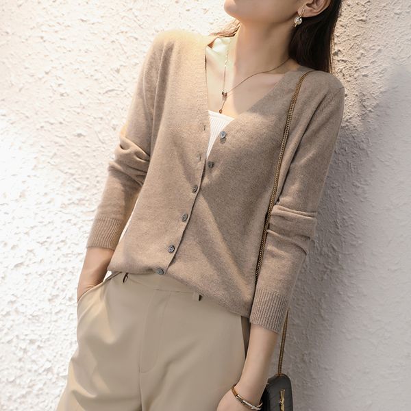 

2021 new women's basic style 100 cashmere v cardigan new colours women needed mesh color winter ist 7kp0, White;black