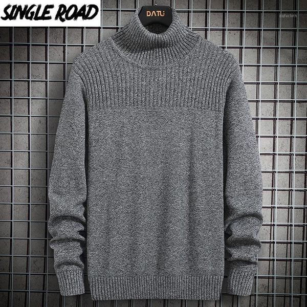 

singleroad mens turtleneck sweater men 2020 winter solid jumper high collar harajuku oversized sweaters korean grey sweater men1, White;black