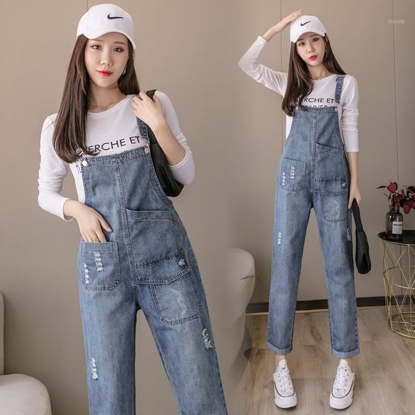 

women denim jumpsuit playsuit straps washed blue overalls rompers women playsuits loose jeans jumpsuits salopette femme en jean1, Black;white