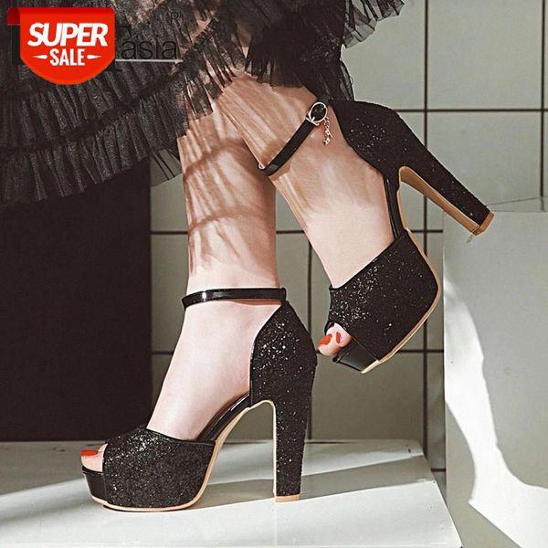 

doratasia big size 31-43 brand ladies high heels sandals party ol sandals women fashion bling platform summer shoes woman #tw6w, Black