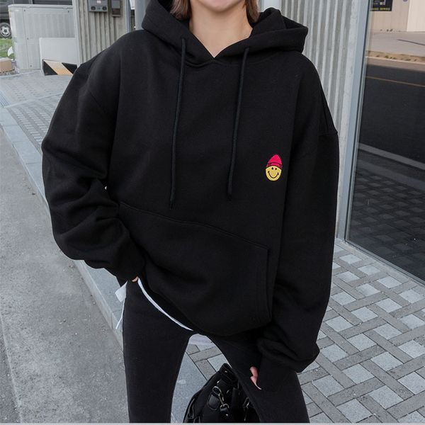 

2021 new autumn and winter embroidery of female cartoons with hood weight casual fashion down sleeve solid 8790, Black