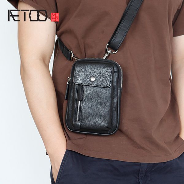 

hbp aetoo men's leather mobile phone bag, suede leather casual shoulder bag, simple and compact messenger bag