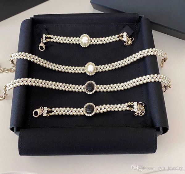 

fashion pearl choker necklace bijoux for mens womens party wedding lovers gift jewelry with box, Golden;silver