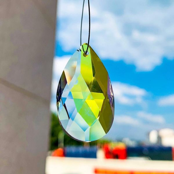 

2 5pcs austrian ab crystal jewelry drop pendant glass multicolored prism crystal lamp wedding pendant diy teardrop hanging decor h jllyhh