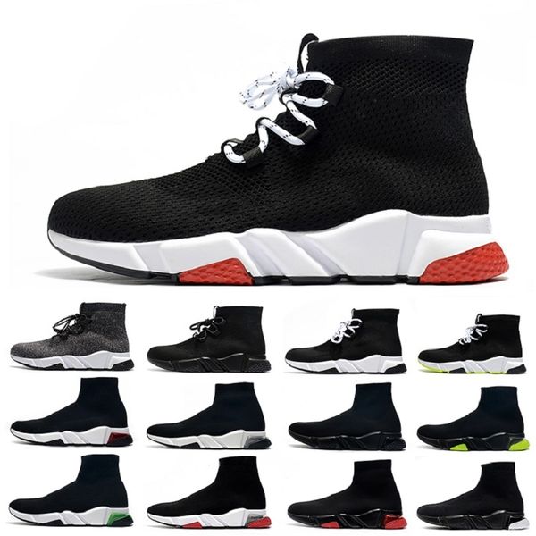 

clearsole lace-up speed sock shoes men women casual shoes lurex knit black red white yellow grey mens trainers sports sneakers, White;red