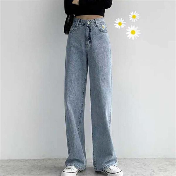 

woman jeans high waist clothes wide leg denim clothing streetwear vintage quality 2020 summer fashion harajuku loose pants, Blue