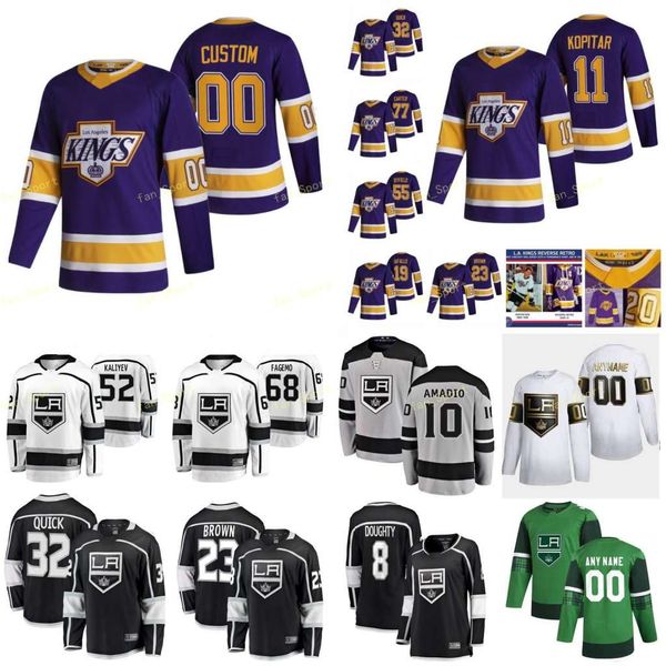 

los angeles kings reverse retro jersey amadio michael anderson mikey brown dustin byfield quinton carter jeff doughty drew custom stitched, Black;red