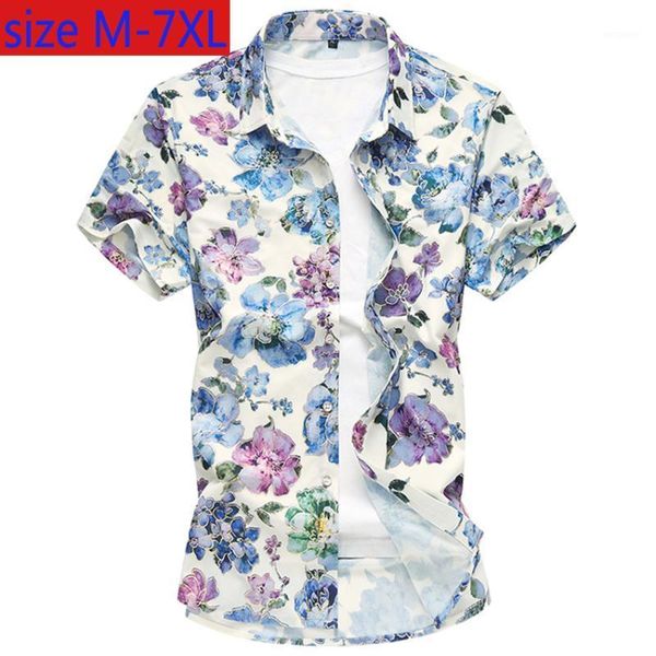 

new fashion men short sleeve shirt hawaii flower casual shirts floral plus size  l xl 2xl 3xl 4xl 5xl 6xl 7xl1, White;black