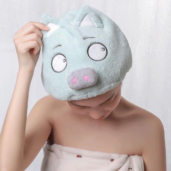 

shower cap cartoon coral fleece hair bathroom cap portable dry hair hat bath accessories for women