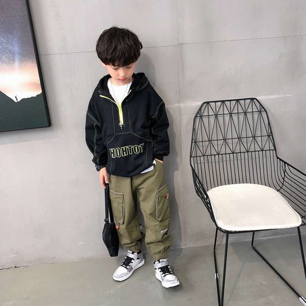 

and girls' boys' hooded sweater 2020 new autumn children's top, Black