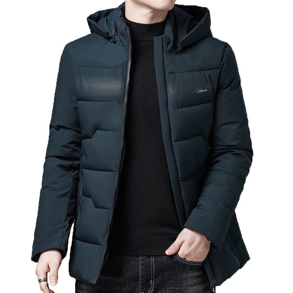 

men's hooded parka sold color jacket short winter warm fashion thickening coat streetwear detachable hat kg-39, Black