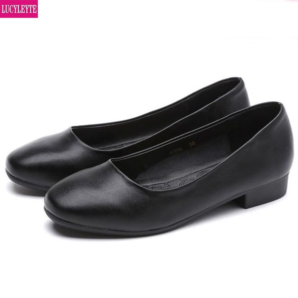 

black shallow mouth square occupation l and airline stewardess work shoes women with crude low-heel women's shoes y200702