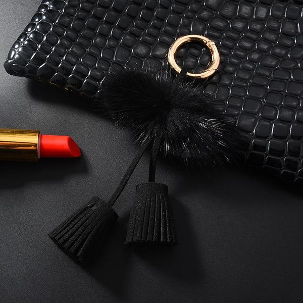 

1 шт. норковые волосы двойная веревка головы кожаная кисточка diy ювелирные изделия одежды декоративные аксессуары ключей цепочка сумка подв