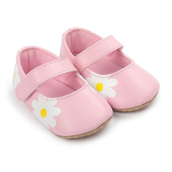 

first walkers born baby girls daisy crib shoes infant sun flower soft sole non-slip cute pu leather