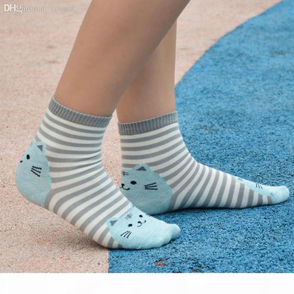 

wholesale-3d animals style striped women lady sock cute cat footprints casual cotton socks, Black;white