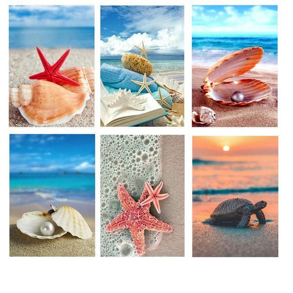 

paintings diamond painted cross stitch / full round embroidery beach landscape mosaic stickers home decoration1