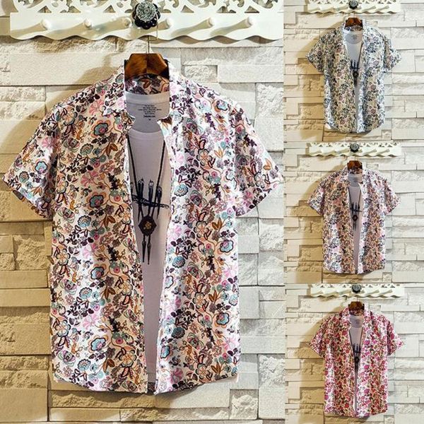 

2020 new arrival men's shirts men hawaiian camicias casual one button wild shirts printed short-sleeve blouses men1, White;black
