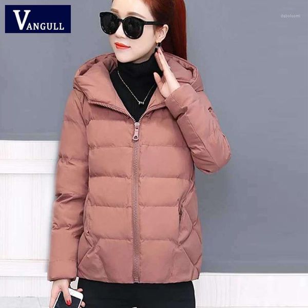 

vangull winter women coat parkas solid hooded jacket 2020 casual new zipper plus size loose thick outerwear long sleeve coat1, Black