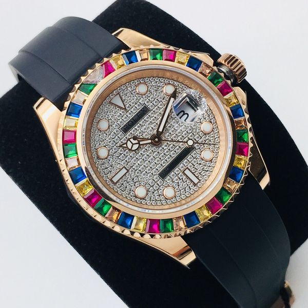 

dr produced the new men's watch color diamond to create a dial crystal glass folding buckle eta2836 movement eta3135 movement diameter, Slivery;brown