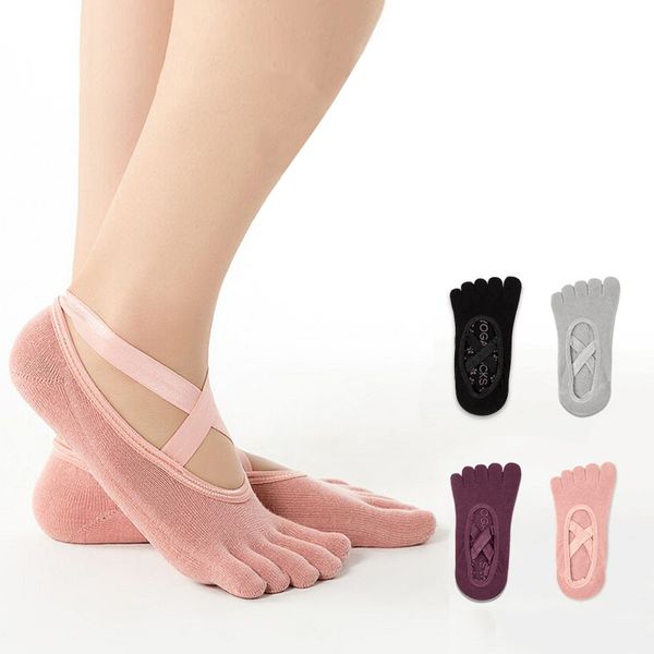 

yoga socks for women non-slip five toe socks toeless half toe for pilates, barre, ballet, fitness high quality, Black